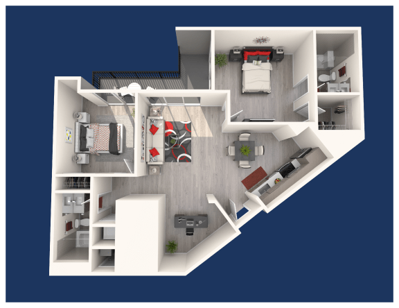 a floor plan of a 3 bedroom192 sq ft floor plan