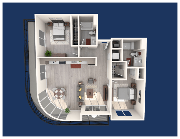 a 1 bedroom floor plan of a 2100 sq ft apartment