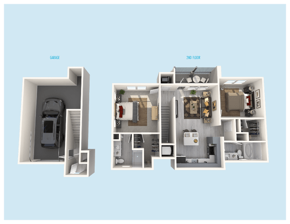 a floor plan of a house with a blue background