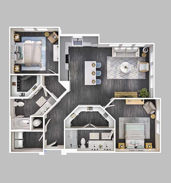 A floor plan of a house with a kitchen, living room, dining room, and bathroom.