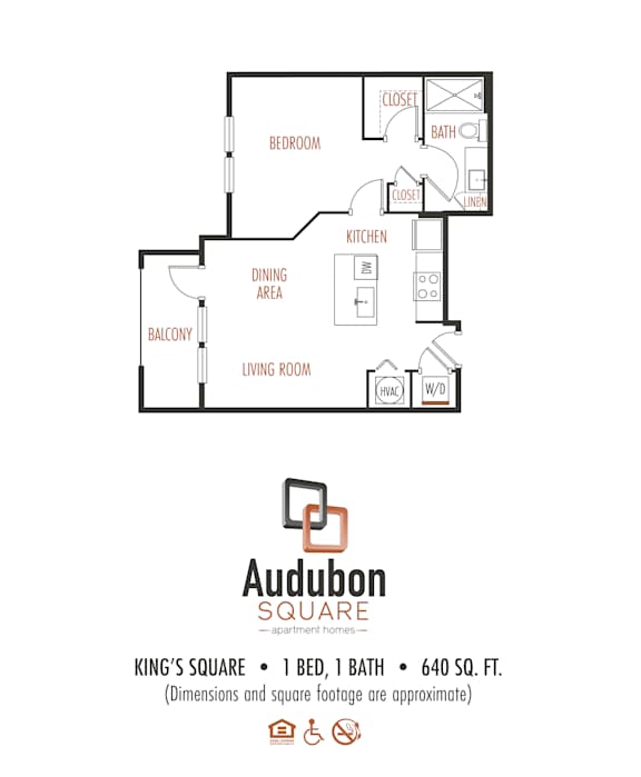 A floor plan for Audubon Square apartment homes.