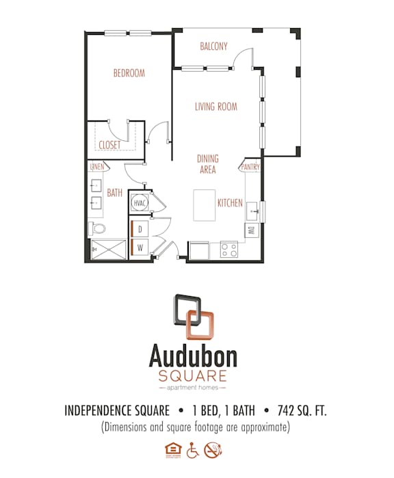 A floor plan for an apartment from Audubon Square.