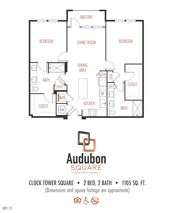 A floor plan for Audubon Square apartment homes.