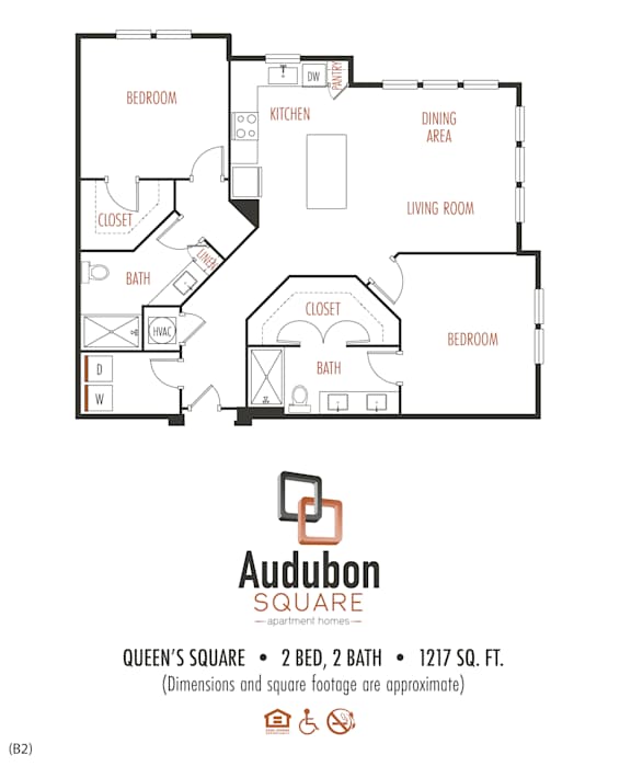 A floor plan of an apartment from Audubon Square.