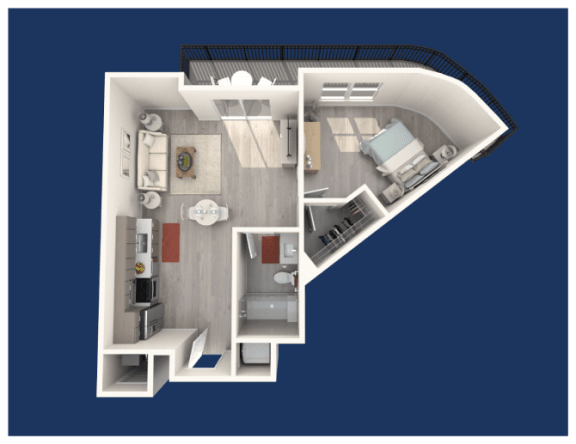a floor plan of a 1 bedroom apartment