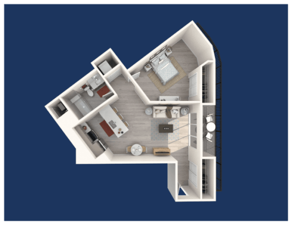a floor plan of a 1 bedroom apartment