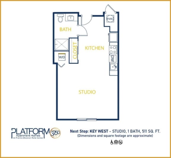 a floor plan of a studio apartment with a bathroom