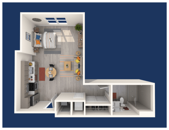 a floor plan of a 1 bedroom apartment