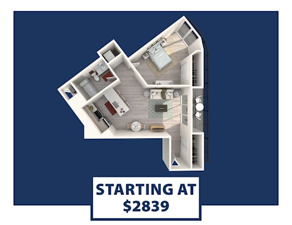 A 3D diagram of a house layout with the text "STARTING AT $2839" below it.