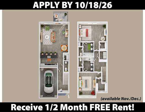 Apartment layout with a kitchen, living room, and bathroom.