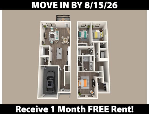 A promotional image for a free one month rent offer for a move-in by a certain date.