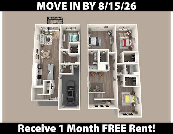 A poster advertising a free one month rent for a move in by the 26th of August.