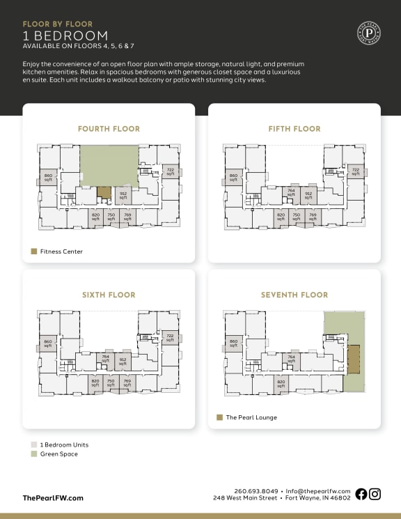 1 bed and 1 bath A at The Pearl, Fort Wayne, IN