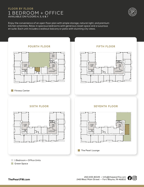 1 bed and 1 bath C at The Pearl, Fort Wayne, Indiana