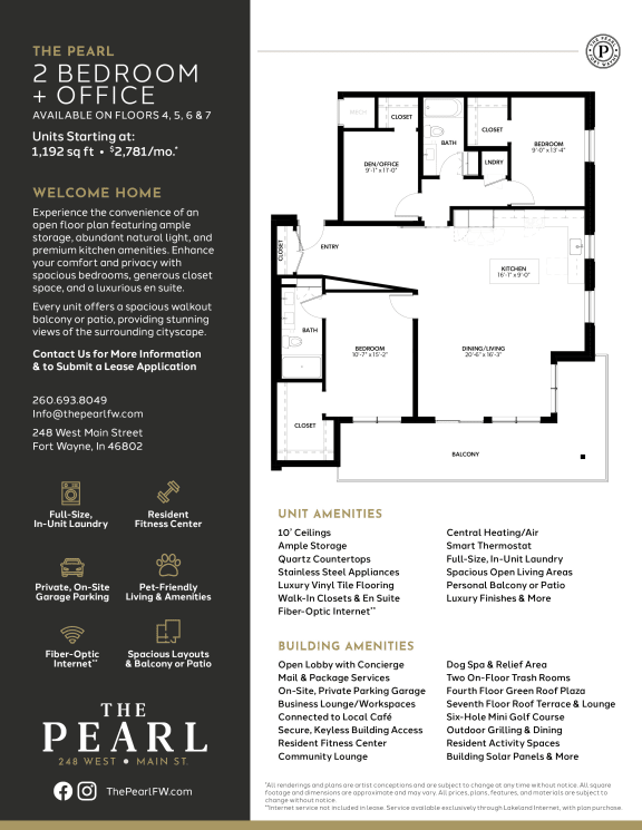 2 bed 2 bath B at The Pearl, Indiana 46802