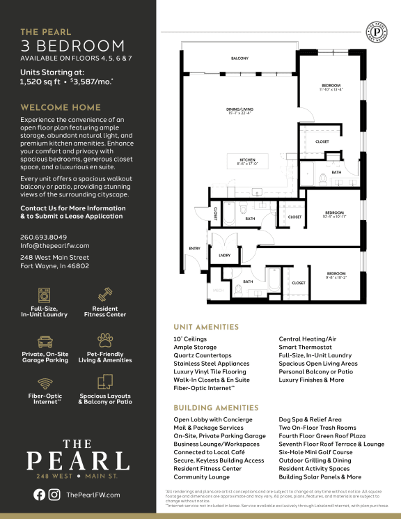 3 bed 2 bath at The Pearl, Fort Wayne, IN