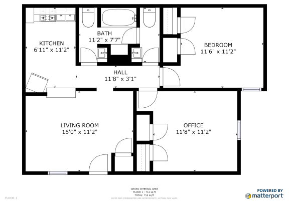 Floor Plan  Canterbury Apartment Homes, Tuscaloosa, AL, 2 Bedroom 1.5 bath