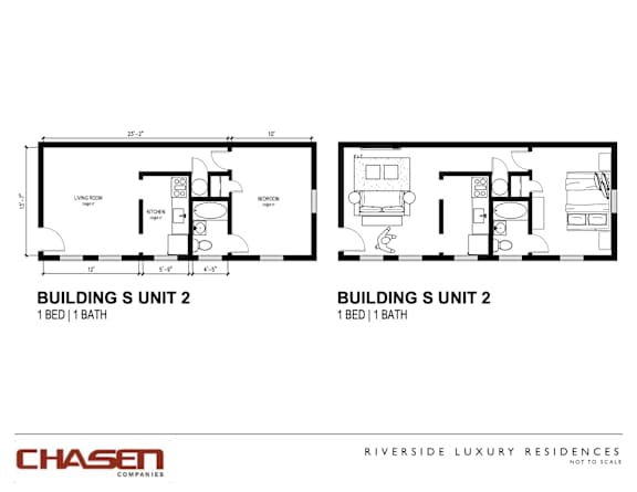 A drawing of a floor plan for a one bedroom unit with a bathroom. at Shipyard Shores Apartments, Newport News, VA, 23607