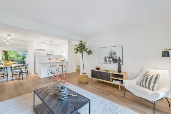 a living room with a couch and a coffee table