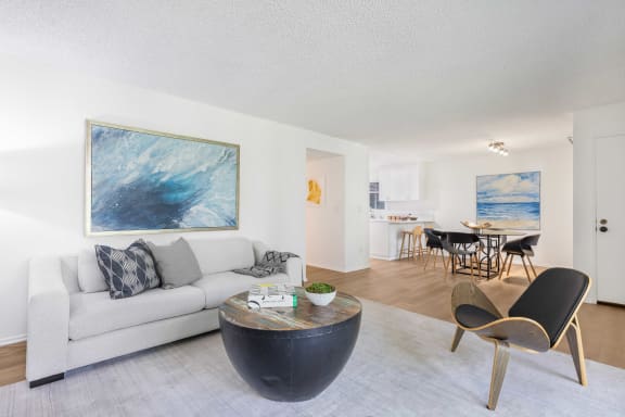 a living room with a couch and a coffee table
