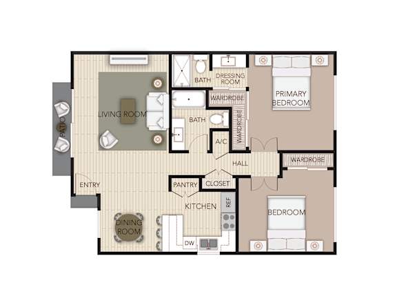 Cottonwood Floorplan at the Aspens South Coast, South Coast Metro, California.
