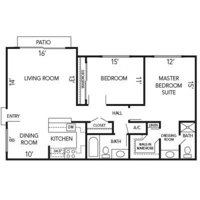 the plan of a small house with bedrooms and a living room