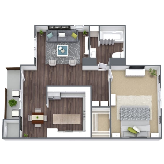 Floor Plan  1 bed 1 bath at Bella Vista, Utah