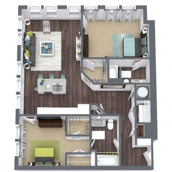 Floor Plan  2 bed 2 bath E &#xA0;at Smith and Porter, Atlanta, GA