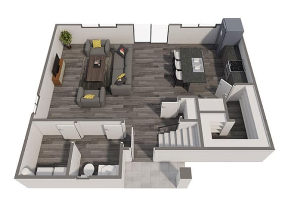 a floor plan of a house with a bedroom and a living room