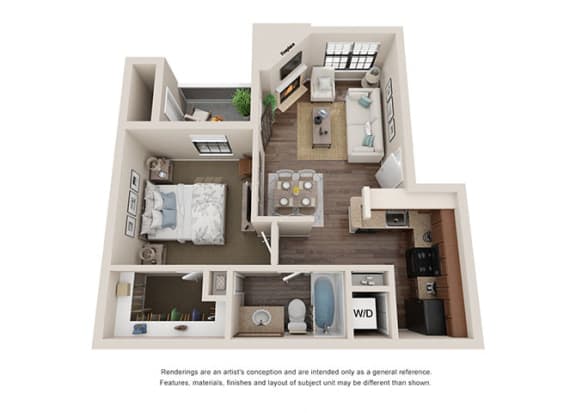 1 bed 1 bath B at Heatherstone, Dallas, TX, 75287