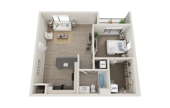 Floor Plan  1 bed 1 bath C at Marcato, Kansas City, Missouri