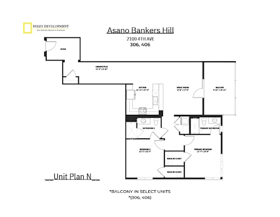 A drawing of a unit plan for a development named Asano Bankers Hill.