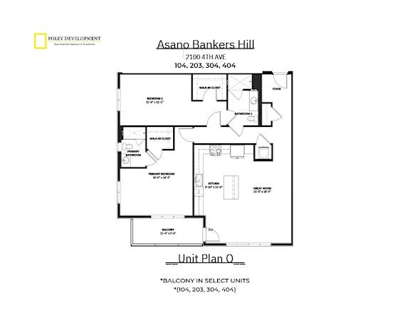 A floor plan for a unit at Asano Bankers Hill.