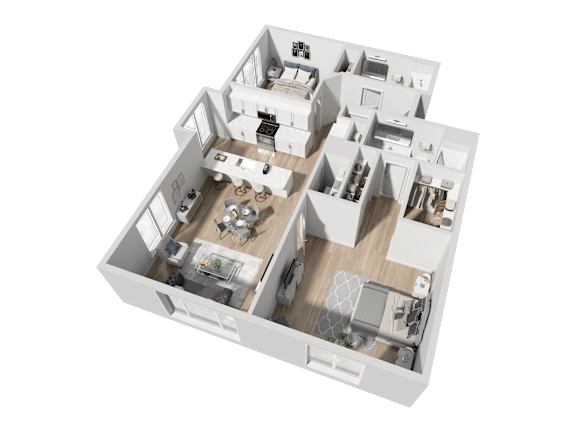 a 3d floor plan of a house
