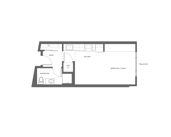 a floor plan of a house with a bedroom and a living room