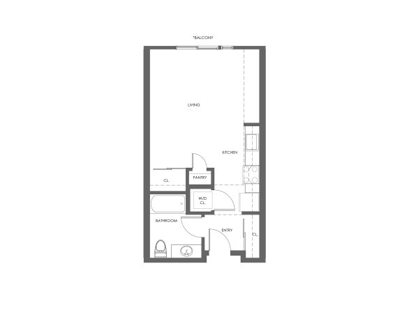 a floor plan of a modern apartment with a bedroom and a living room