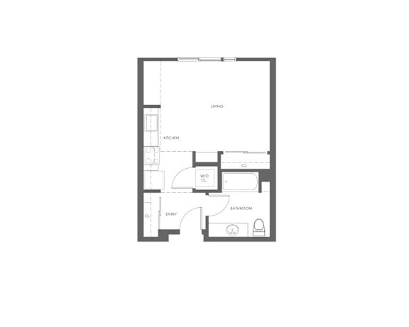 bedroom floor plan illustration of a 1 bedroom apartment renovated