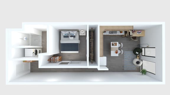 A modern kitchen with a refrigerator, sink, and oven.