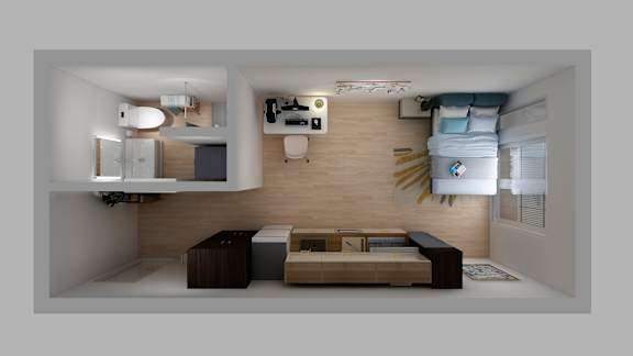 a small living room with a couch and a coffee table
