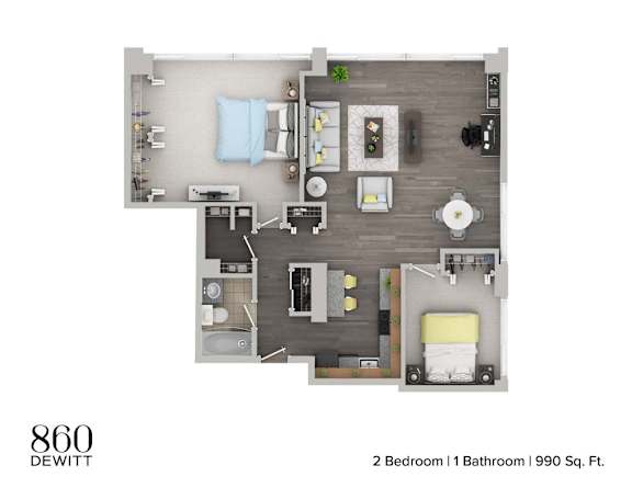 a floor plan of a 2 bedroom930 sq ft