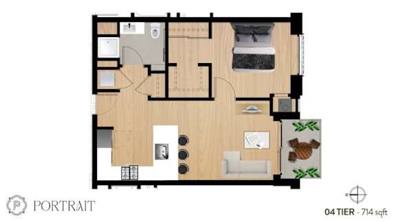 a floor plan of a house with a bedroom and a living room