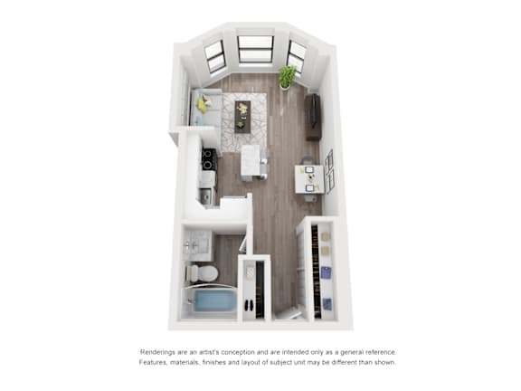 Studio N floorplan at River North Park Apartments, Chicago, IL 60654