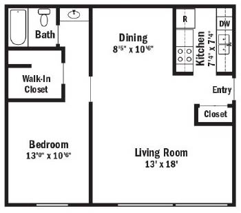 the floor plan of a small house with a kitchen and a living room
