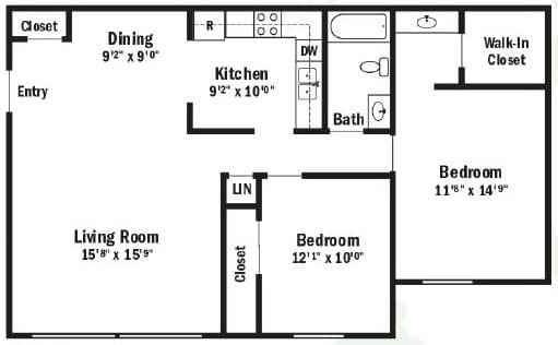 the floor plan of a small house with a kitchen and a living room