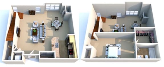 a floor plan of a house with two different views of it