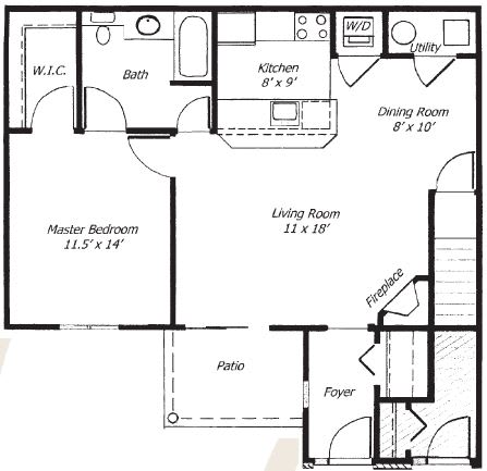 a floor plan of a small house with a kitchen and a living room