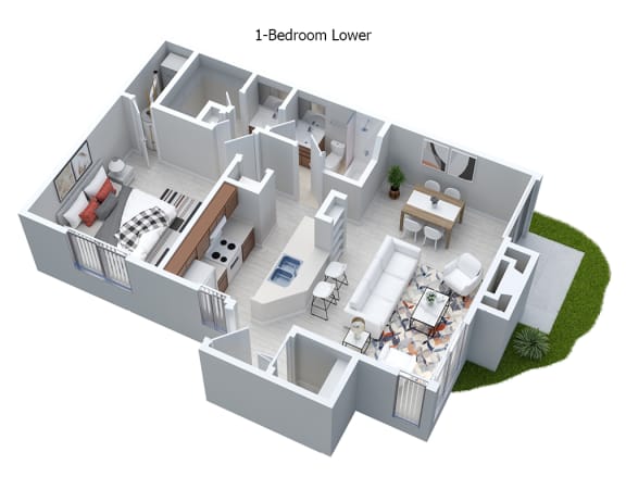 a floor plan of a house with a bedroom and a living room