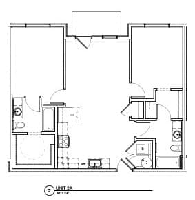 A floor plan of a unit with labeled rooms.