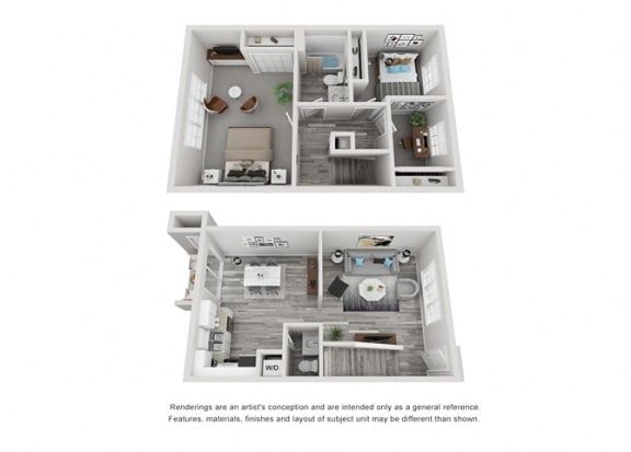 3 bed 1 bath floor plan at Greenwood Village, Charlotte, NC, 28273