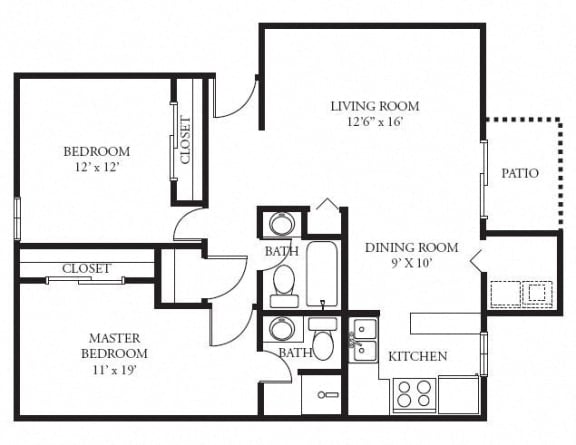 a floor plan of a house with bedrooms and a living room